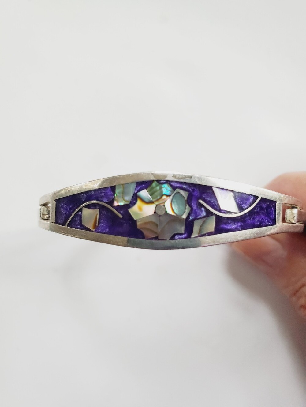 Vintage Taxco Abalone and Silver Bracelet